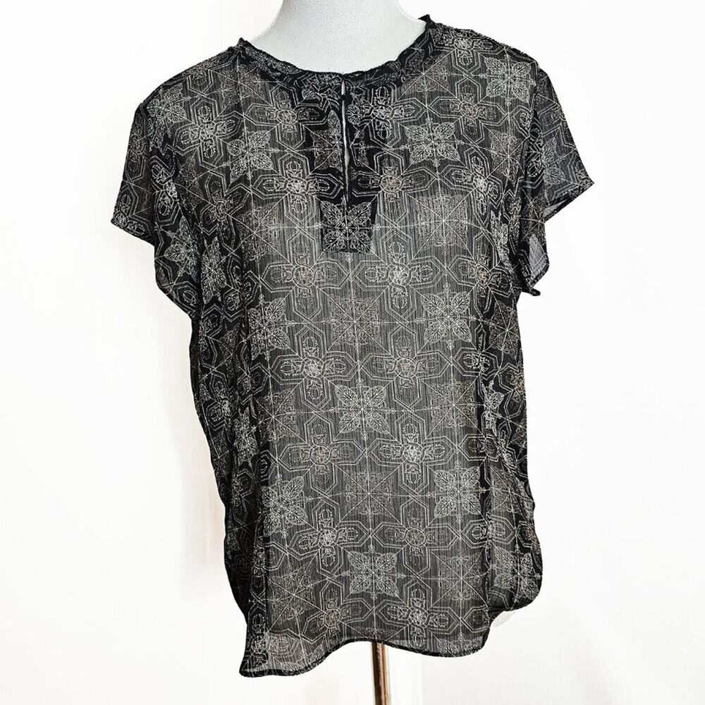 Covington Size 14 Black  Sheer Geometric Patterned Blouse